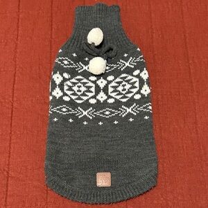 Gray Knit Dog Sweater with White Pattern